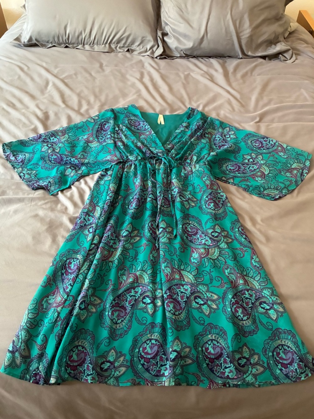 Roper Teal Paisley V-Neck Dress